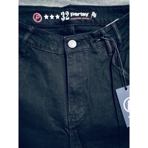 Parlay Jeans Mens 32 x 33 Black Red Denim Cotton Stretch Embroidered Street Wear - Picture 11 of 16